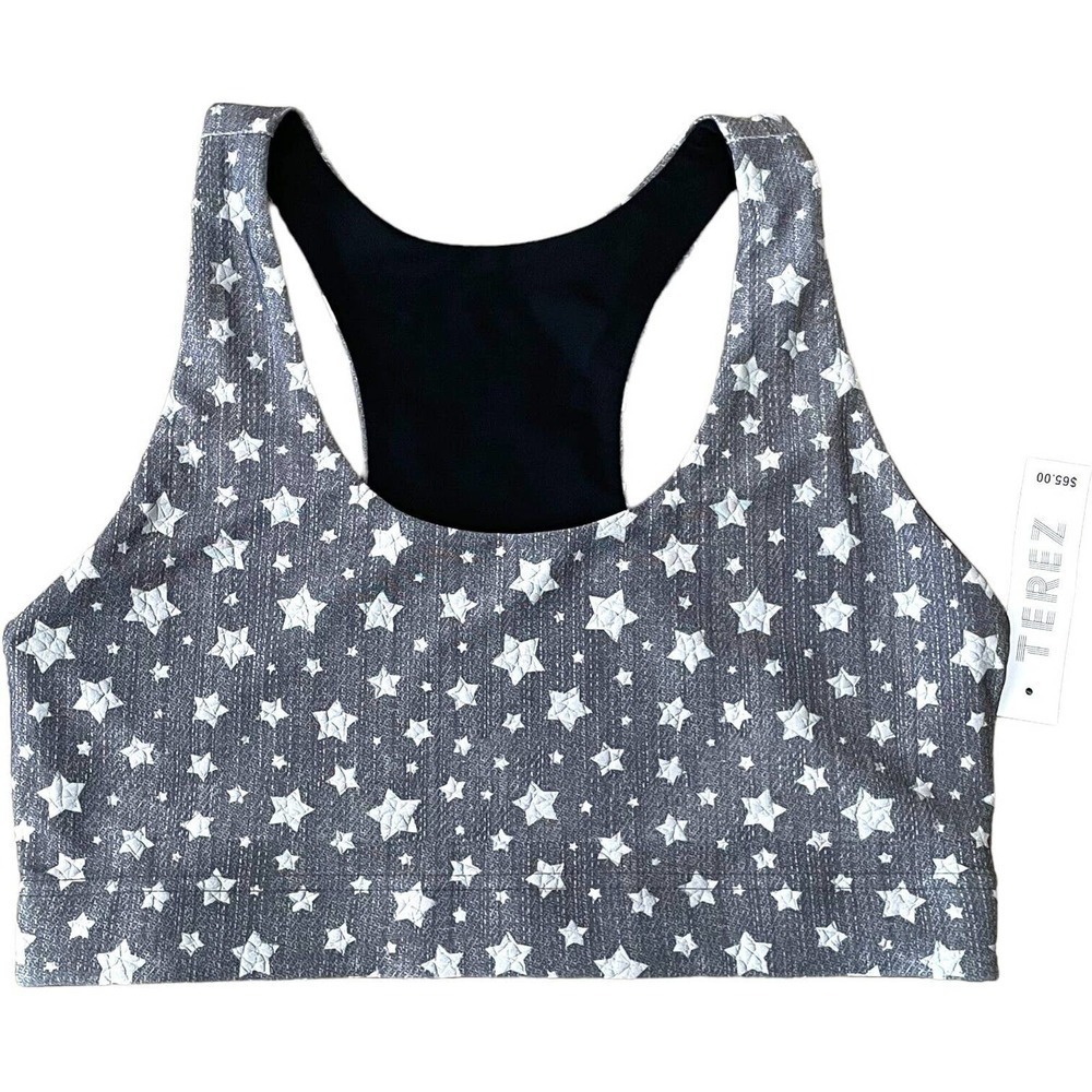 🍀TEREZ Gray Star Light Racerback Strap Sport Bra Size L